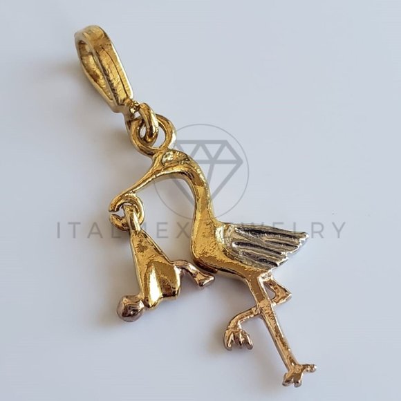 18K Gold Plated Stork with Baby & 22" Chain - Picture 6 of 8